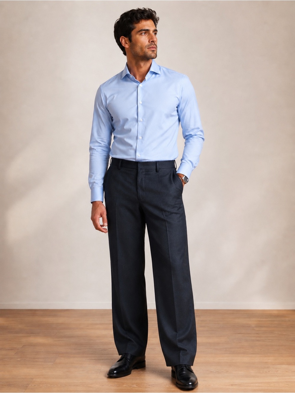 Pants Haggar Men's Wide-Leg Dress Pants in Charcoal 38W 30L